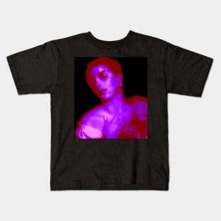 Beautiful girl. Red and blue, some glow and particles on skin. Very beautiful. Kids T-Shirt